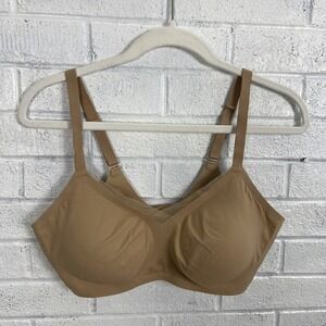 Honeylove Liftwear Crossover Bra Womens L 38B 38C Sand Nude Wireless Support